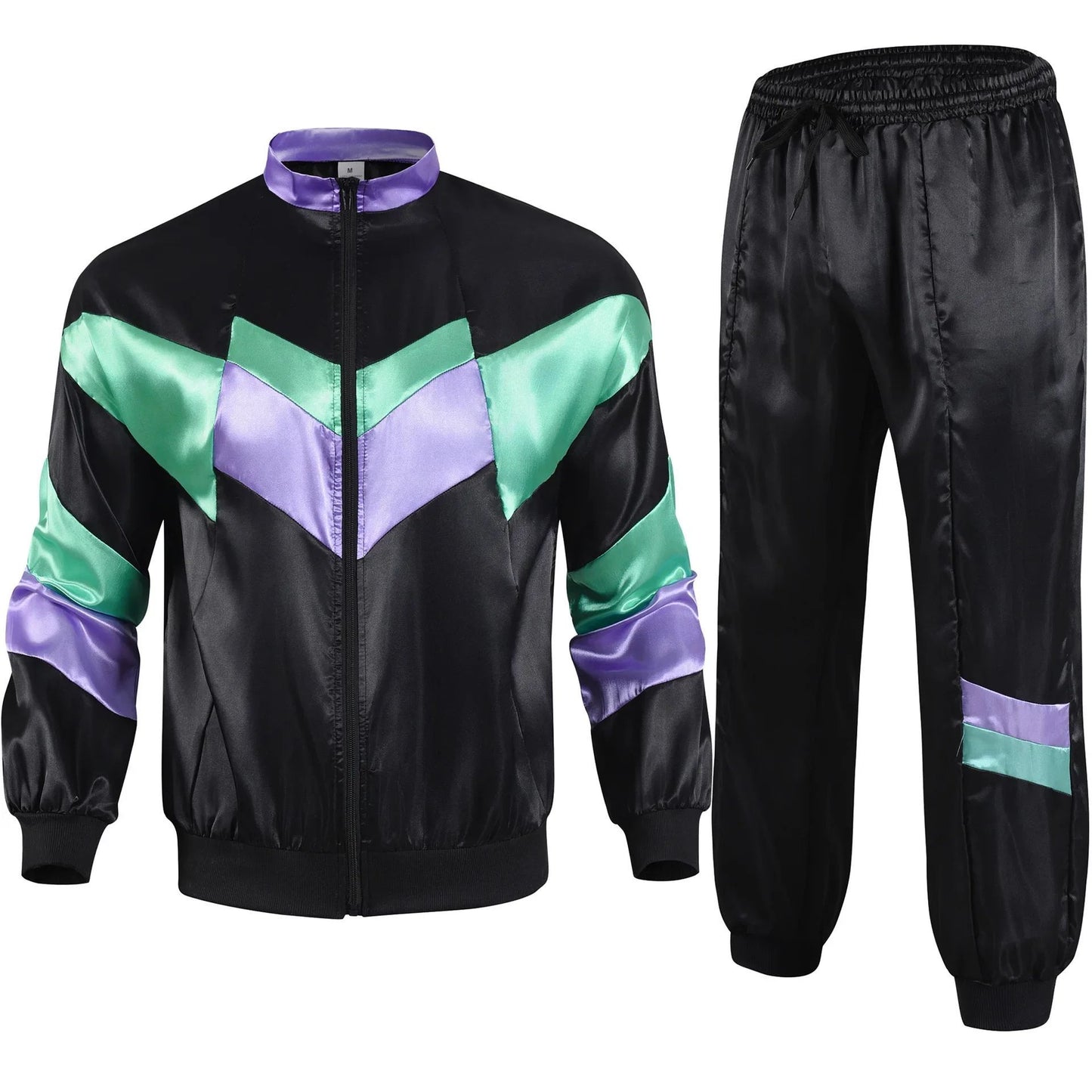 1990s Disco Tracksuit 2pcs Jogging Wear Retro Style Carnival Theme Party Suit Live Cosplay Jacket and Pants  cosplay costumes