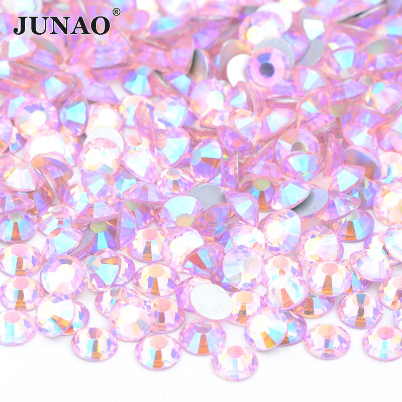 JUNAO Wholesale SS6 SS10 SS12 SS16 SS20 SS30 Flatback Glass Rhinestones Clear Cr