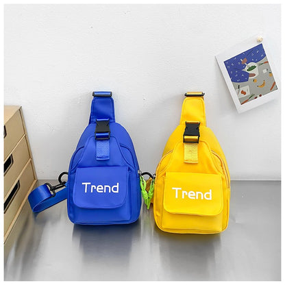 Bolsa de ombro infantil de cor lisa com letras simples, moderna, de nylon, para crianças, bolsa transversal, fofa, casual, para meninos, pochete, bolsa de mão
