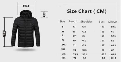 Men's parka Winter Warm USB Heating Jackets Smart Thermostat Pure Color Hooded Heated Clothing male bobojaco Warm padded jacket
