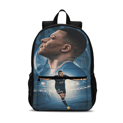 M-Mochila Esportiva Mbappes Football com Zíper Relâmpago Mochila Escolar Esportiva Mochila Escolar Jogador Estrela Mochilas para Livros