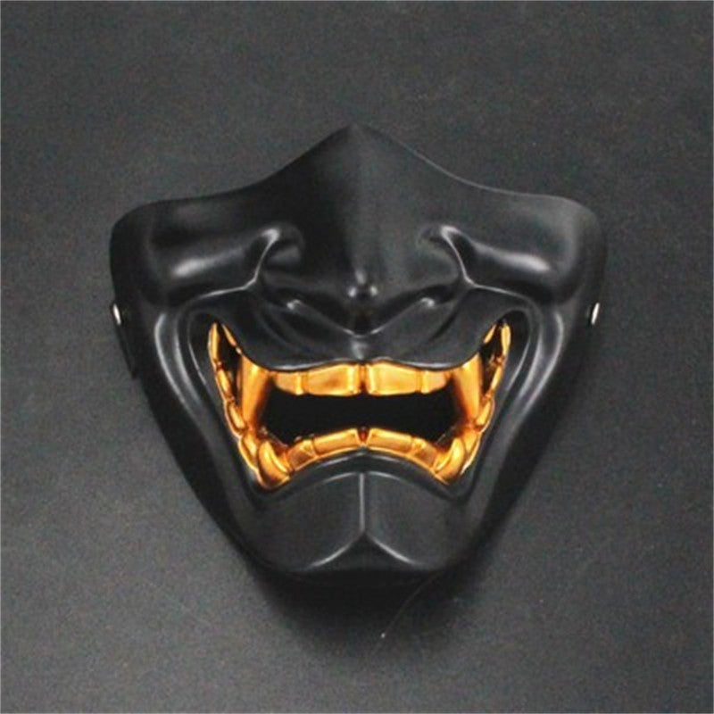 Halloween Cosplay Airsoft Mask Protective Fashion Half Face Mask Prajna Hannya Mask Japanese Samurai Evil Oni Demon Party Decor