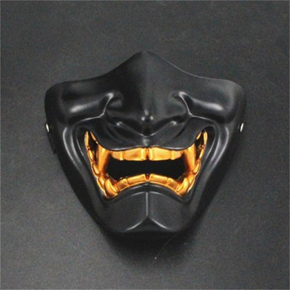Halloween Cosplay Airsoft Mask Protective Fashion Half Face Mask Prajna Hannya Mask Japanese Samurai Evil Oni Demon Party Decor