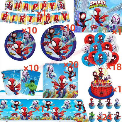 Spider Hero Birthday Party Decoration Plate Cup Banner Balloon Superhero Party Favors Baby Shower Decor Birthday Supplies Gift