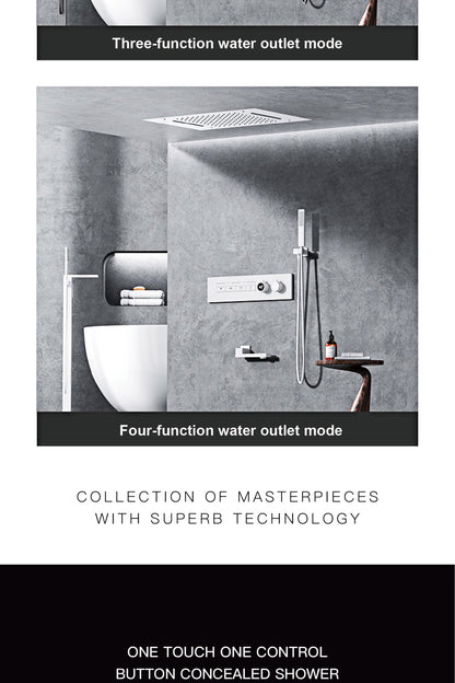 Luxury  black brass shower system wall-mounted LED digital display design Cold & hot dual-control 4-function ceiling shower Tap