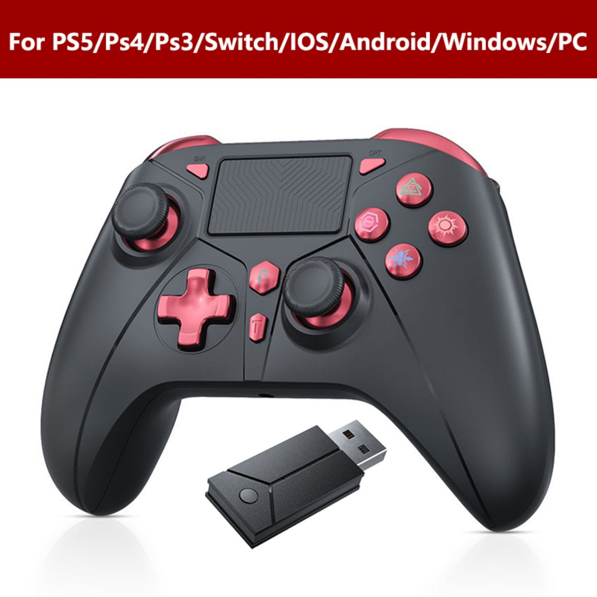 Wireless Controller For PlayStation5/PS5/PS4/PC/iOS/Switch,Game Joystick 6-Axis Gyro,Dual Vibration,Turbo,Remote Control Gamepad