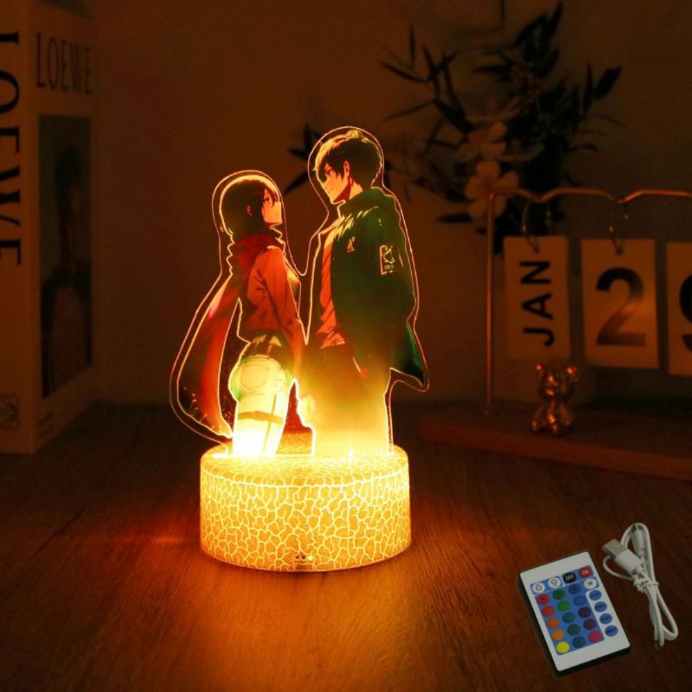 Anime Figures Attack on Titan 3D Lamp LED Night Light RGB16 Colors Lamps Remote Standing Sign Decor Bedroom Home Kids Toys Gifts