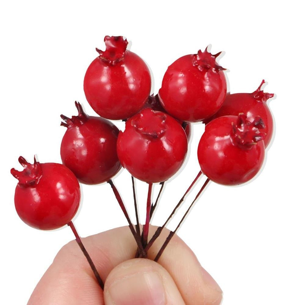 Plastic 20pcs Christmas Red Flower Home Decor Fake Pomegranate Wedding Decoration Artificial Fruit Simulation Berries