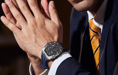 TSAR BOMBA Watch for Men Luxury Brand Tonneau Design Waterproof Clock Stainless Steel Wristwatch Fashion Rectangle Mens Watch