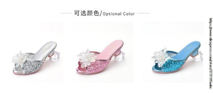 Shoes For Girls Cartoon Leather Children Shoes Frozen Princess Kids Shoes Girl Slippers Dress Snow Queen Sandal