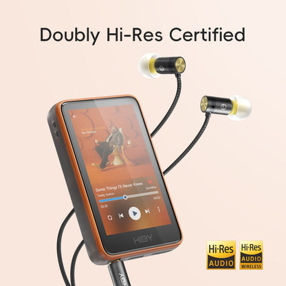 Reprodutor de Áudio HiBy R1 HiFi MP3 USB DAC WiFi Bluetooth 5.1 DSD256 PCM384kHz/32bit X1600E CS43131 MSEB Rádio Web Saída 3.5mm