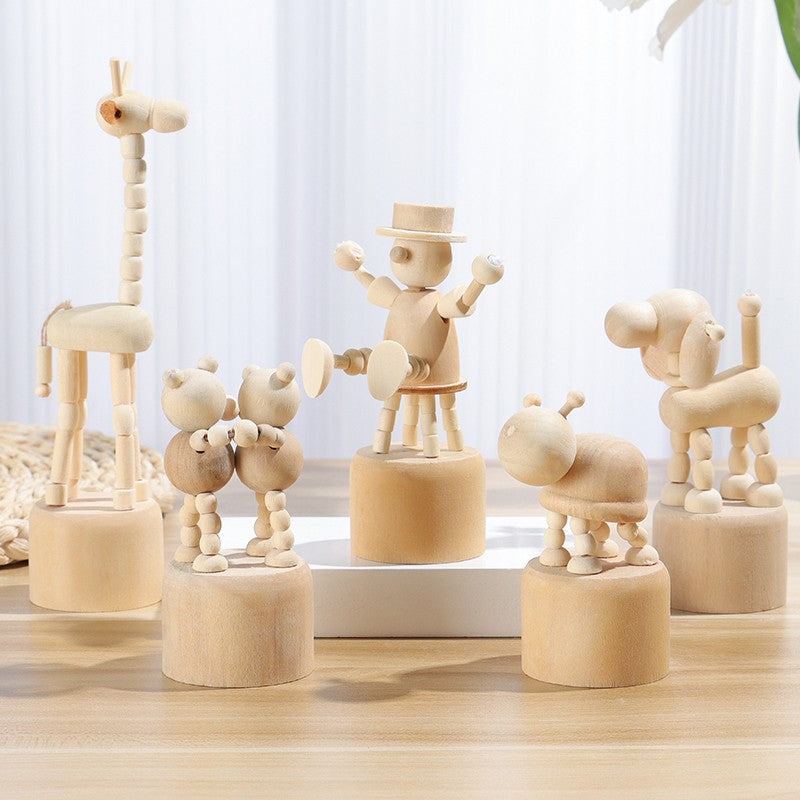 1Pc Wooden Animal Ornaments Mini Desktop Movable Puppet Fingurine Home Decoration Crafts Toy Gifts Home Book Shelf Fun Decor