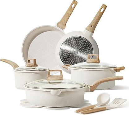 Conjunto de Panelas Antiaderentes com 14 Peças CAROTE com Utensílios de Cozinha e Protetores de Panelas