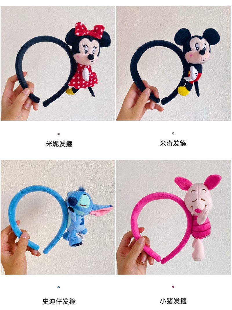 Disney Stitch Mickey Minnie Pelúcia Tiara Cocar Desenho Animado Anime Macio Moda Feminina Menina Acessório de Cabelo Princesa Presente