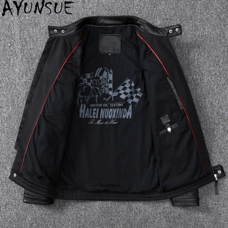 Mens Leather Jacket Autumn Men Clothing Handsome Motorcycle Jackets Two Colors Short Coats Kurtka M?ska Skórzana Slim