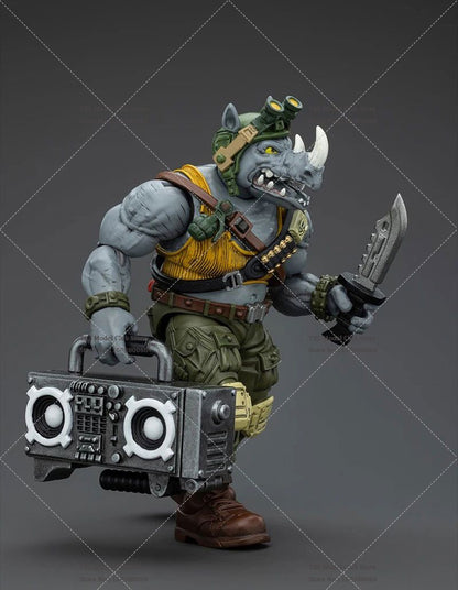 Original JOYTOY TMNT 1/18 Coleção Rocksteady&Beebop Conjunto Completo Boneco de Ação Soldado 11.5cm