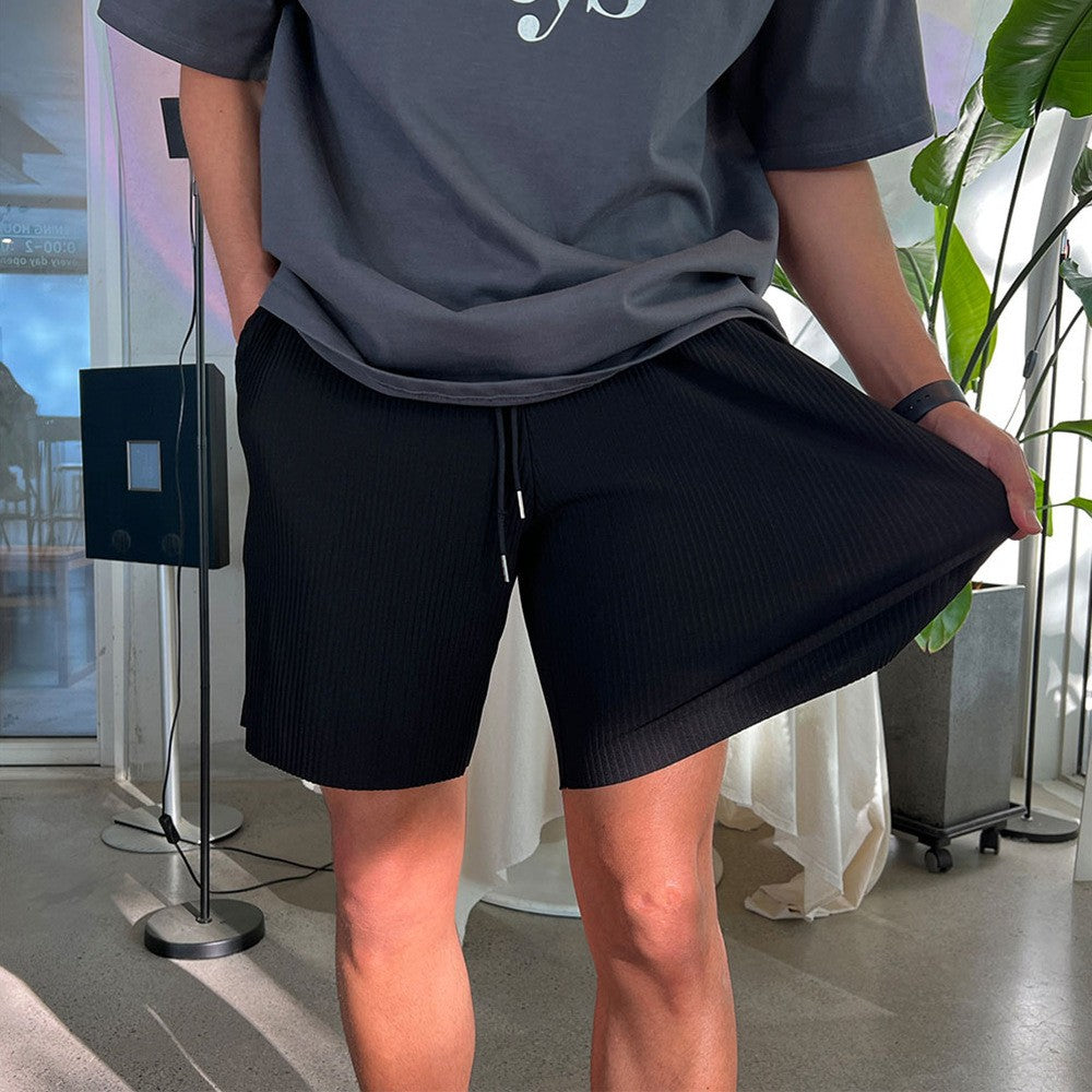 Men's Summer Quick Dry Breathable Gym Fitness Sports Running Ruffled Casual Shorts Workout Jogger Short Pants Loose Sweatpants