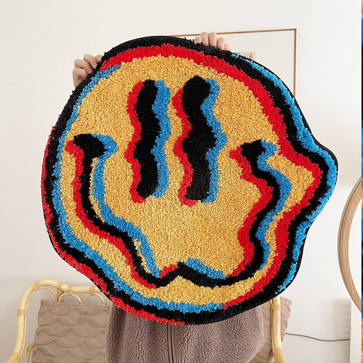 Trippy Smiling Rug - Unique Tufted Design | Ideal Friend Gift | Geeky Bedroom Rug | Home Decor with TPR Non-Slip Backing