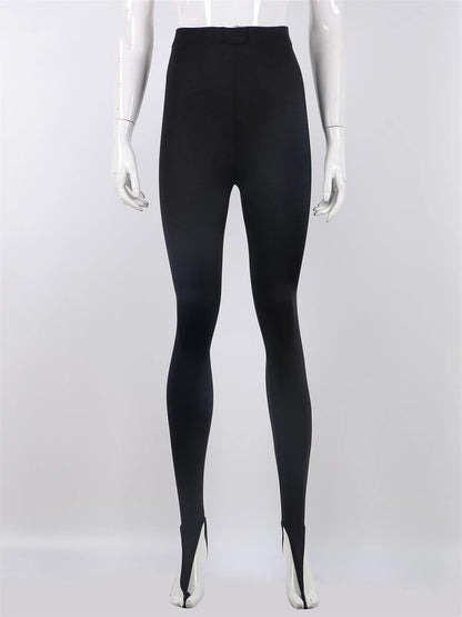 Korean Fashion Winter Black High Waisted Skinny Y2K Women Pants Sexy Glitter Cas