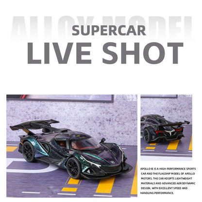 1:32 Apollo IE Miniature Vehicle Mini Alloy Diecast Model Car Metal Sound & Light Collection Hobby Children Toy Car Birthday Boy