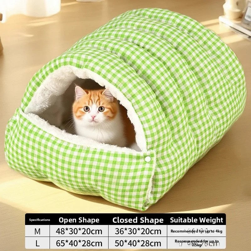 Casa de Inverno Quente e Fechada para Cães, Semiaberta, Tapete para Animais de Estimação Removível e Lavável, Sensação de Cama para Animais de Estimação para Cães e Gatos