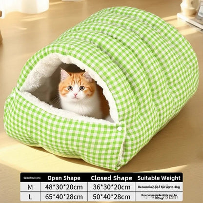 Casa de Inverno Quente e Fechada para Cães, Semiaberta, Tapete para Animais de Estimação Removível e Lavável, Sensação de Cama para Animais de Estimação para Cães e Gatos