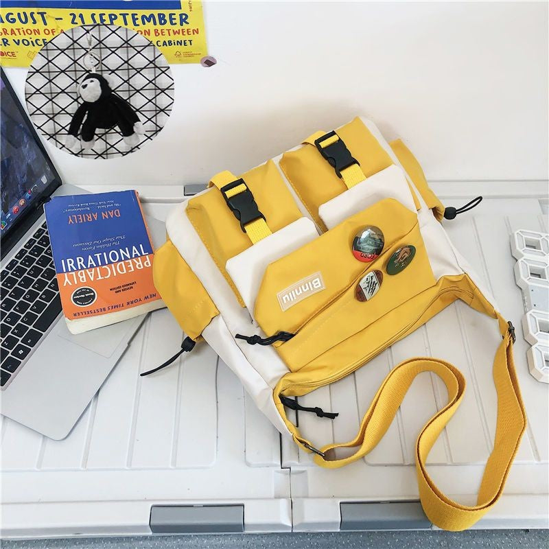 Japanese Simple Messenger Bag Student Nylon Waterproof Canvas Handbag Shoulder Crossbody Bags for Women Men Satchels Bolsas