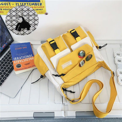 Japanese Simple Messenger Bag Student Nylon Waterproof Canvas Handbag Shoulder Crossbody Bags for Women Men Satchels Bolsas