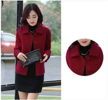 Female Woolen Coat Short Autumn 2024 Solid Color High-End Woolen Jacket Casual Single breasted Lapel Outerwearl
