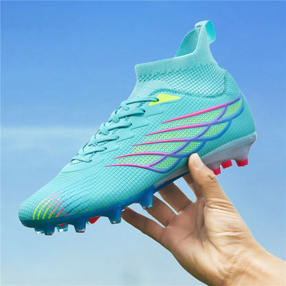 High Ankle Sports Footwear FG/TF Kids Soccer Cleats Football Boots Professional Men's Soccer Shoes Krampon Outdoor Sneakers 2025