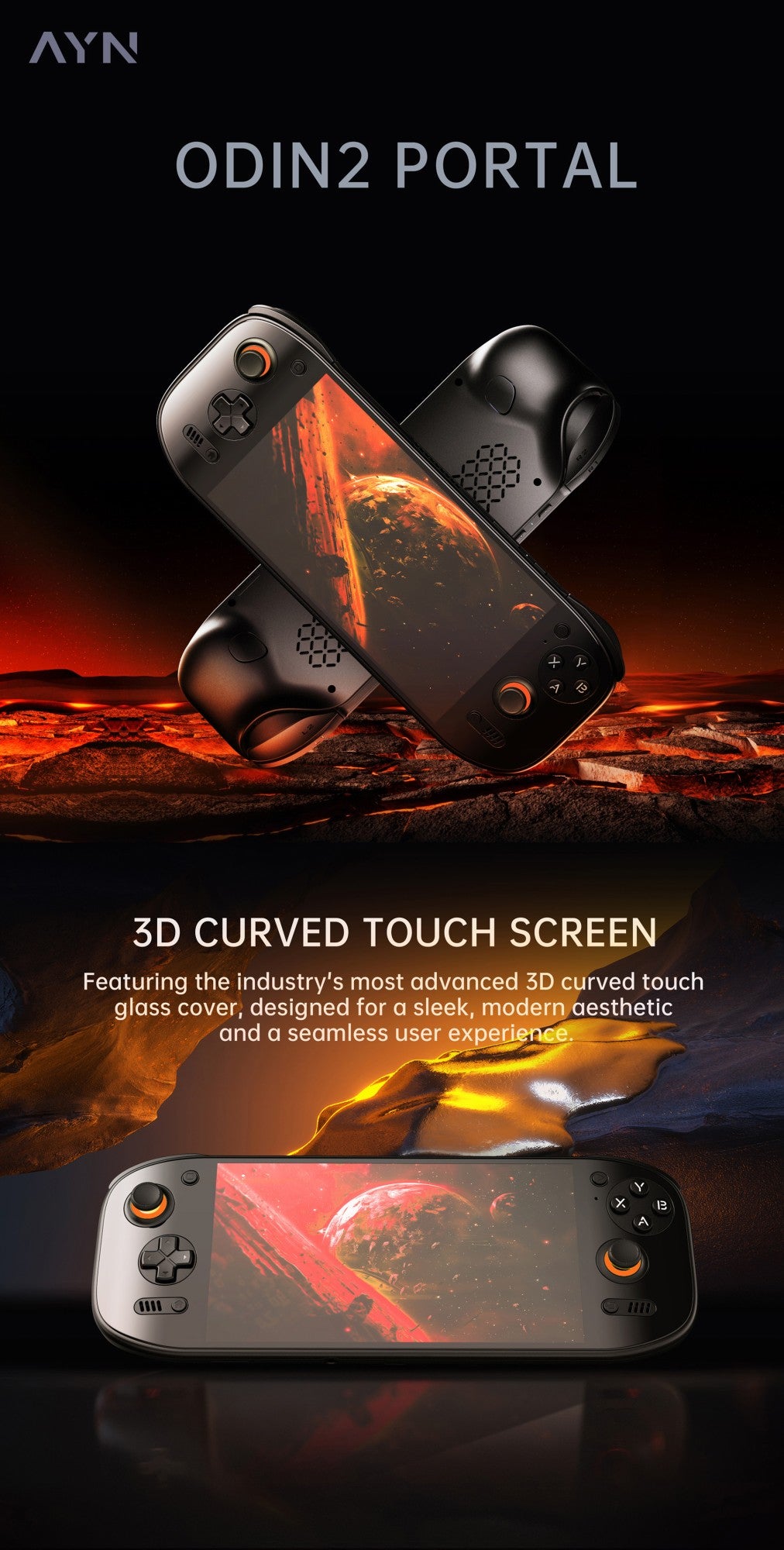 AMPOWN AYN Odin 2 Portal Handheld Game Players 7-Inch OLED 8Gen2 8000mAh Android 13 Portable Retro Video Game Custom Wireless