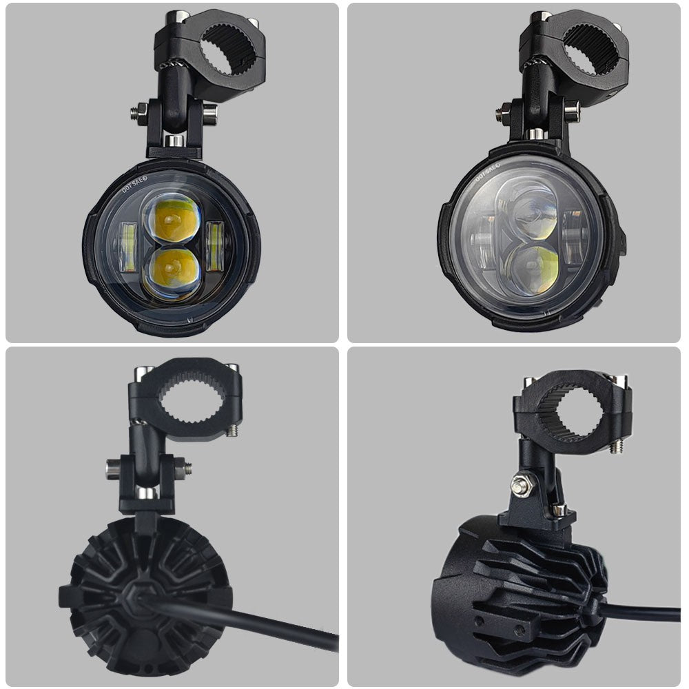 Pair 100W Motorcycle Headlight Fog Lights Led Auxiliary Driving Light Spotlight Headlamp Dual Color Flasher Farol Moto Fog Lamp.