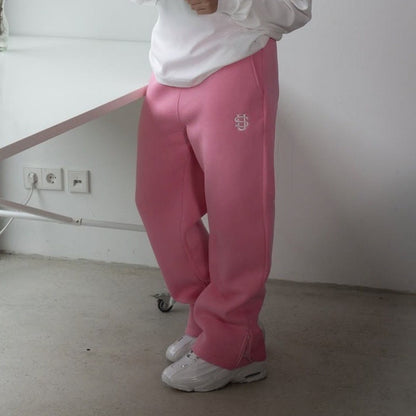 Calça de Moletom Outono com Cordão e Zíper Cor Sólida Casual High Street Hip-Hop Rap Street Estilo Y2K Cintura Alta