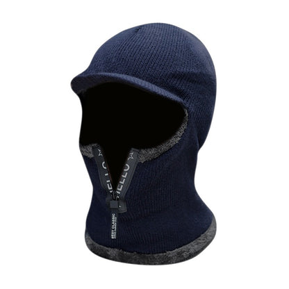 Novos Homens Inverno Quente Lã Chapéu Outdoor Proteção Orelha Chapéus Quente Grosso Bicicleta Gorro de Malha com Cachecol Viseiras à Prova de Vento