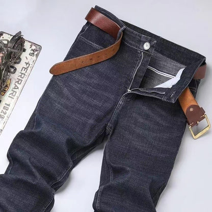 2025 NOVOS Jeans Masculinos da Moda Business Estilo Clássico Casual Elástico Slim Calça Jeans Marca Masculina Calças Jeans Preto Azul