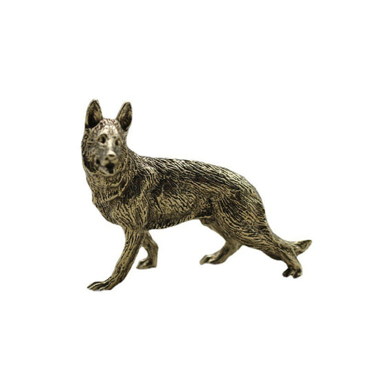 Vintage German Shepherds Dog Statue Ornament Pure Brass Animal Miniature Figurine Living Room Desk Decoration Accessories
