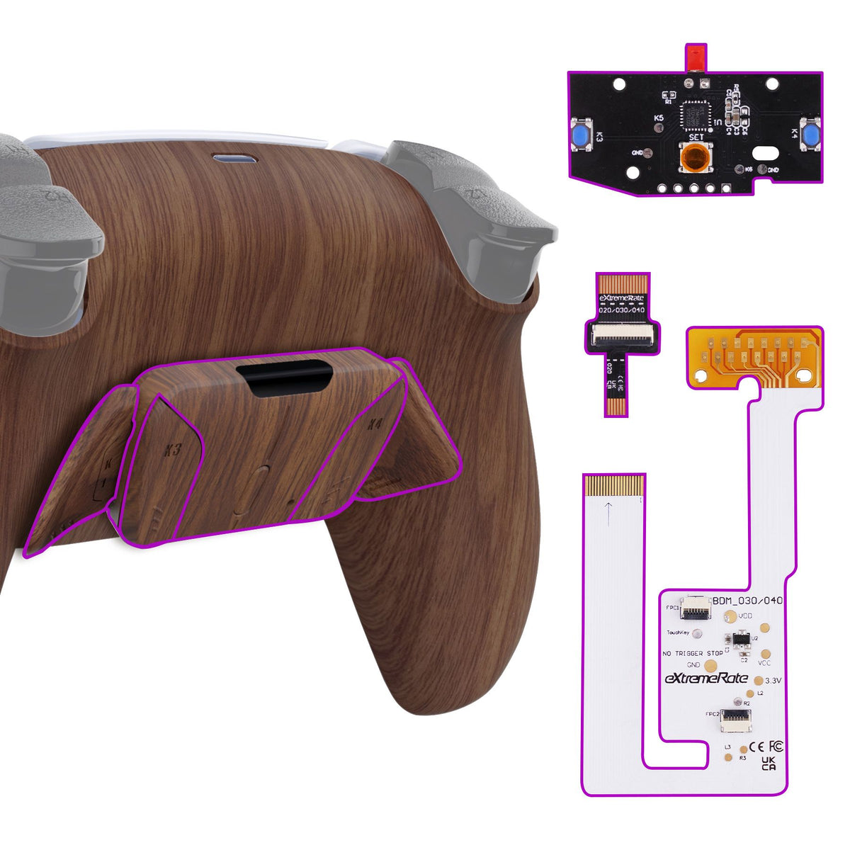 eXtremeRate Programable RISE4 V3 Remap Kit for ps5 Controller BDM-030/040/050, Upgrade Board & Redesigned Back Shell & Buttons