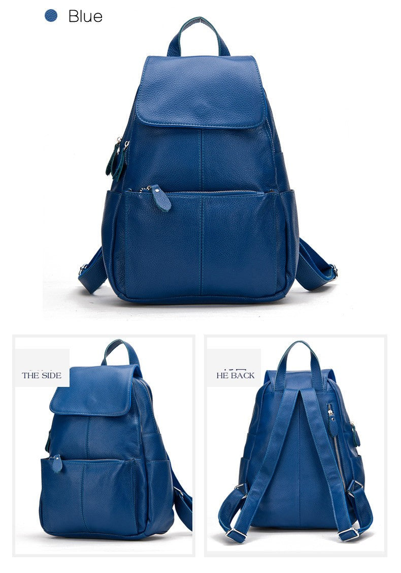 Zency Mochila Feminina Elegante Preta Branca Couro Genuíno Qualidade A++ Antifurto Grande Capacidade Mochila de Viagem Designer