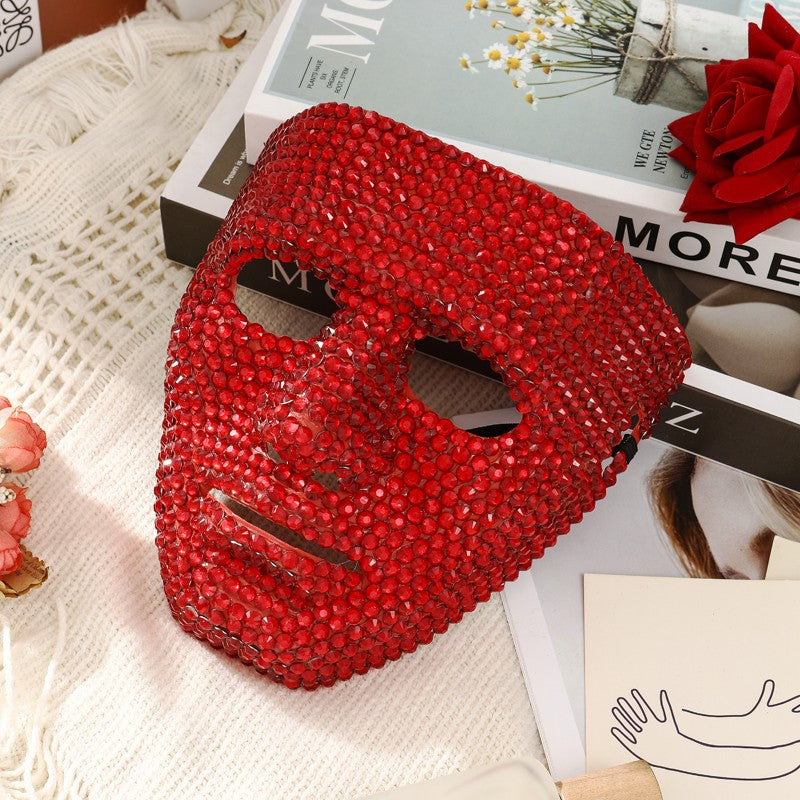 Dancer Mask DIY Rhinestone High-End Party Carnival Festival Prop, Suitable for Men and Women Dance Parties