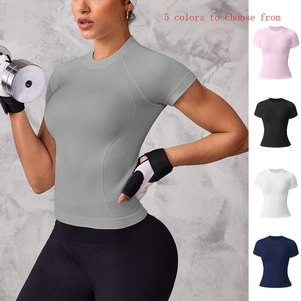 Women's short-sleeved sports top, breathable and quick-drying fabric, suitable for running and yoga,