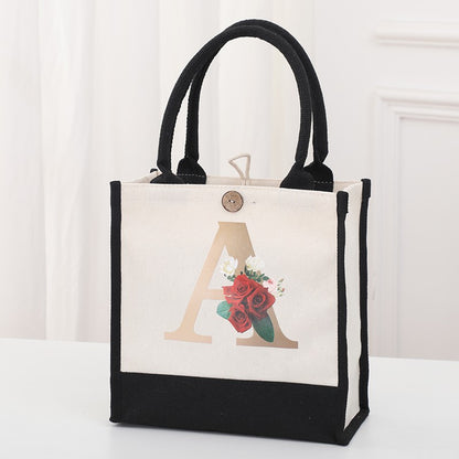 Fashionable new reusable shopping bag with initials for travel and large capacity storage bag