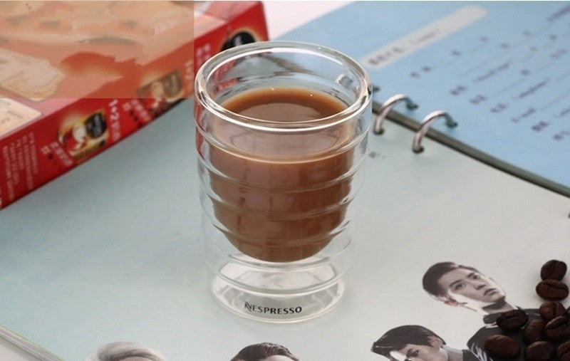 Xícara de Espresso Copo Térmico de Vidro para Chá Leite Bebidas Caneca de Vidro Sopro Artesanal com Parede Dupla Canecas para Whey Protein e Nespresso