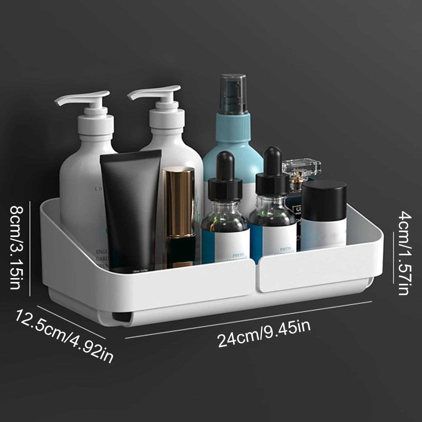 Rack de Conveniência para Banheiro Cozinha Prateleira Organizador de Maquiagem Cosméticos Shampoo Rack Prateleira de Chuveiro de Parede para Temperos Sem Perfuração