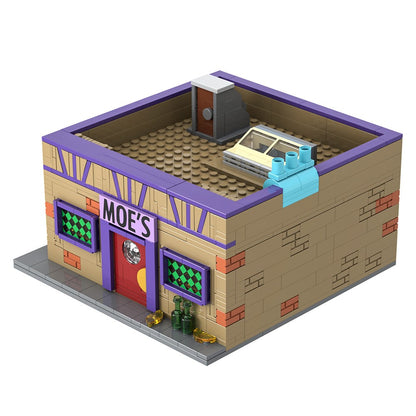MOC Simpsonized Anime Taverna do Moe Blocos de Montar Modelo Taverna do Moe de Springfield Brinquedo de Montar Tijolos Modulares Presentes de Aniversário para Crianças
