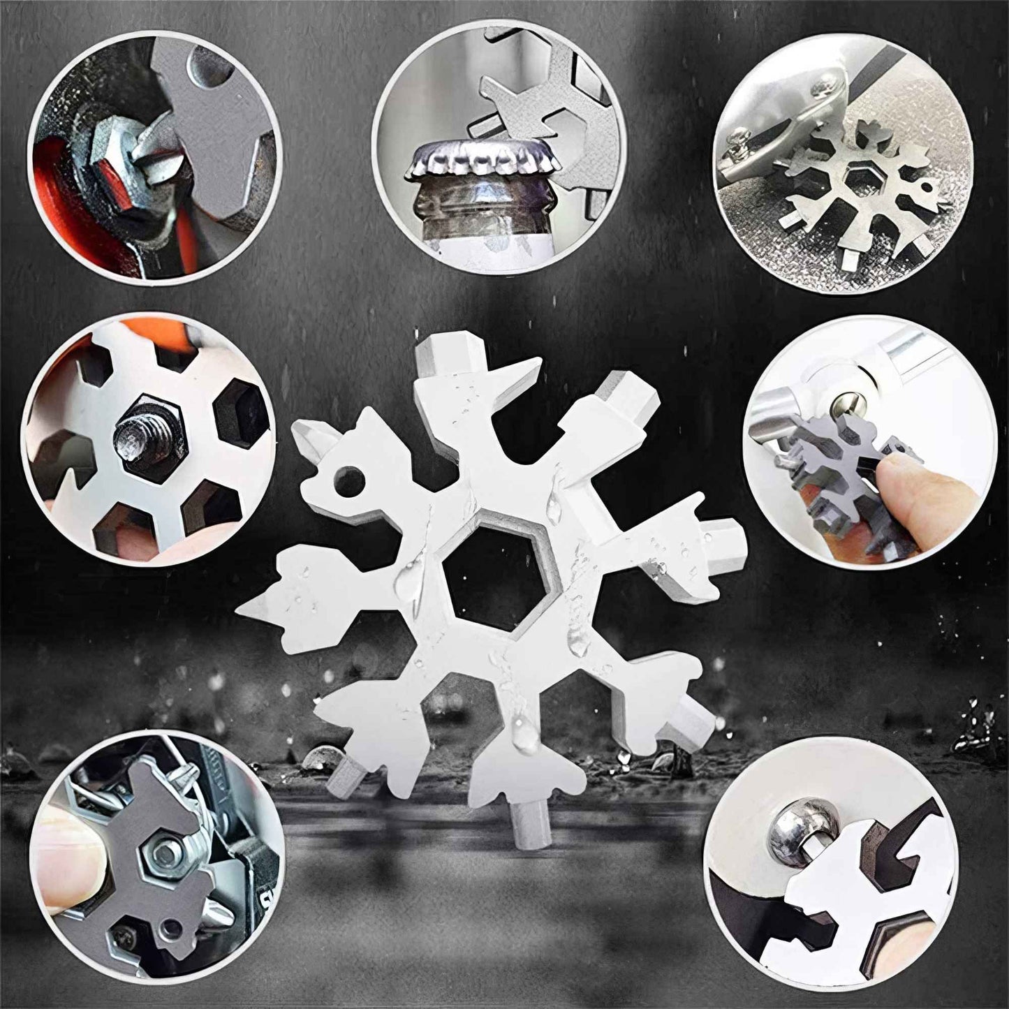 1 Ferramenta Multifuncional Floco de Neve, Abridor de Garrafas de Aço Inoxidável, Chave de Fenda, Chave Inglesa, Utensílio Essencial para Acampamento de Natal