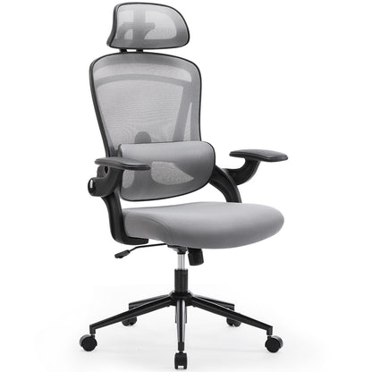 Cadeira de Escritório Ergonômica JHK com Apoio Lombar Ajustável em Mesh, Inclinação de 120°, Encosto Alto Confortável e Braços Macios Retráteis