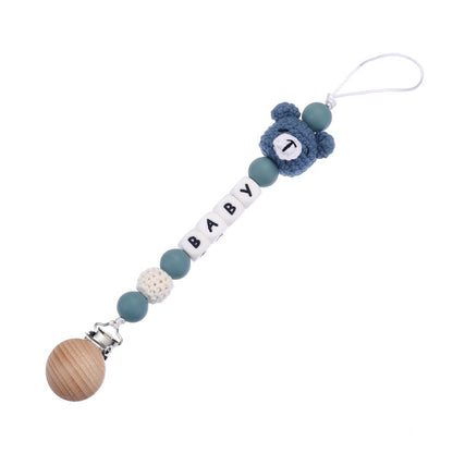 Wooden Dummy Holder Clip Customization Name Silicone Pacifier Chain For Baby Teether Nipple Chain Care Kids Birthday Shower Gift
