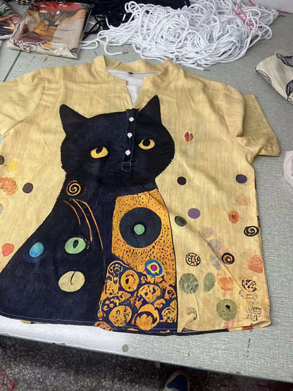 Spring and summer men's and women's shirts independent station casual fish pattern Hawaiian style printed shirts men's tops