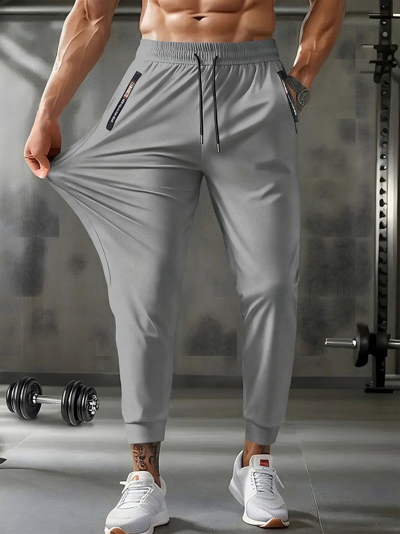 Men's Athletic Stretchy Quick Dry Pants with Zipper Pockets Lightweight Sweatpants for Outdoor Hiking Fishing Running Workout