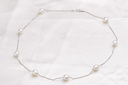 HENGSHENG Natural Pearl Necklace/Bracelet Jewelry Sets 925 Sterling Silver Chain with Freshwater Pearl Jewelry Gift for Women